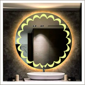Resim Dnr-MirrorDnr-Mirror 70 cm Günışığı Ledli Tasarım Kumlamalı Banyo Aynası Makyaj Aynası Işıklı Ayna 