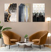 Resim Modern Çizim Göçebe Kuş 3'lü Mdf Tablo Set 