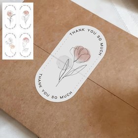 Resim 100 adet Şık Gül Desenli Teşekkür Etiketleri Düğün Hediye Kutuları, Mühürleme & Ambalaj için - Beyaz/Pembe Dikdörtgen Kağıt Etiketler "Çok Teşekkür Ederim" Tasarımlı, Çiçek Desenli Etiketler 