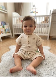 Resim Bistyle 2li Takım Şortlu Müslin My Teddy Smile Açık Bej 