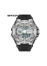 Resim Vkemall Erkek Spor Saati Multifonksiyonel Zamanlayıcı Çift Ekranlı Su Geçirmez Led Işıklı Sanda 6092 Siyah 