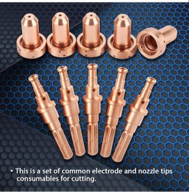 Resim Jeemson Sl60-100 Plazma Torç İçin 5 Adet 98215 Elektrot + 5 Adet 9-8212 Nozul Seti - Tellüryum Bakır Malzeme İle Metal Kesim İçin 100a 