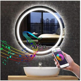 Resim GLOBAL LED MIRROR Bluetoothlu Dokunmatik Tuşlu Buğu Yapmayan Ledli Yuvarlak Banyo Aynası 