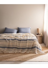 Resim Madame Coco Clair Müslin Çift Kişilik %100 Pamuk Pike Takımı - Ekru/lacivert 8684427216347 Çok Renkli 