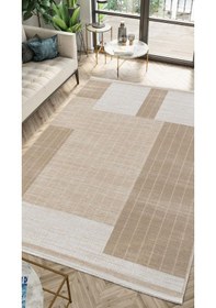 Resim By Özer Halı Açık Taş Renk Kahve Desenli Modern Karmen Halı Merit Mr008a Salon Halısı Çok Renkli 