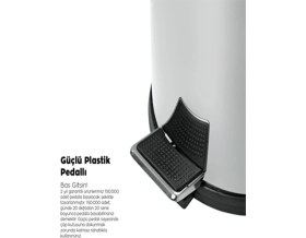 Resim Paslanmaz Çelik Banyo Çöp Kovası 3 Lt / Tuvalet Çöp Kovası Krom 3 Lt 