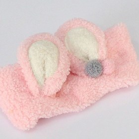 Resim Toyaş Tavşan Kulaklı Peluş Bandana Makyaj Spa Saç Bandı Pembe Çok Renkli 