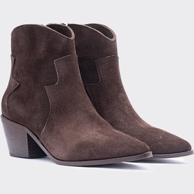 Resim Glam Kahverengi Süet Hakiki Deri Western Kadın Bot - 39 