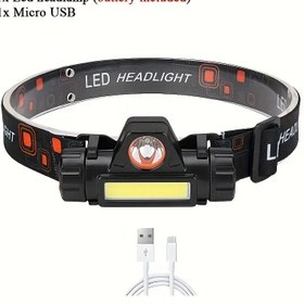 Resim USB şarj edilebilir LED kafa lambası, açık hava kampı ve acil durum kullanımı için güçlü ışık 