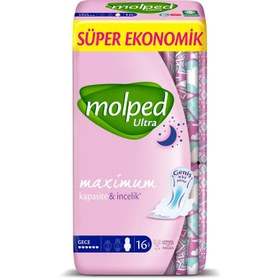 Resim Nessiworld Molped Ultra Hijyen Anatomik Gece Ped Süper Eko 16 Adet 