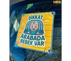 Resim Megbuy Sarı Renk Dikkat Arabada Bebek Var Yazılı Bebek Araba Cam Süsü Oto Aksesuar Vantuzlu 