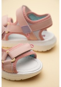 Resim Dilimler Ayakkabı Şirinbebe Ortopedik Kız Çocuk Sandalet Pembe Faylon Taban Cırtlıyan Kapalı-4747 