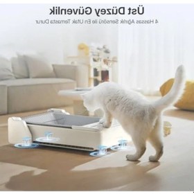Resim Açık Tasarımlı Akıllı Kedi Tuvaleti, Mobil Uygulama İle Kontrol Ve Sessiz Çalışma Açık Ahşap 