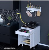 Resim Modilayn Birce M Set Ocak Altı Dolap 60x88x56 Cm 2 Kapak 2 Göz Bölmeli Üst Asma Baharat Raflı Beyaz 