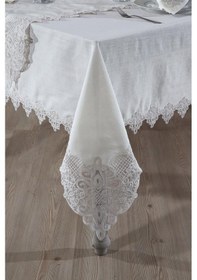 Resim Yonca Masa Örtüsü 26 Parça Krem Krem 