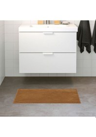 Resim Banyo Paspası Taba Renk 50x80 cm MeridyenDukkan Pamuk-Kaymaz Taba Kahverengi 