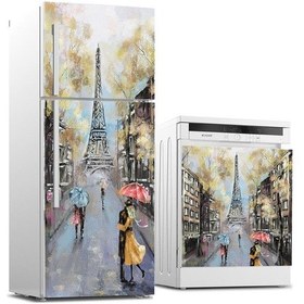 Resim Buzdolabı Ve Bulaşık Makinası Beyaz Eşya Sticker Kaplama Eyfel Re (540884629) 