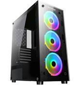 Resim Revenge Clear 3 Fanlı Şeffaf Temperli Cam Panel Atx Gaming Oyuncu Bilgisayar Kasası 