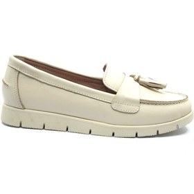 Resim Venüs Piske Hakiki Deri Kadın Babet Ayakkabı Ten 