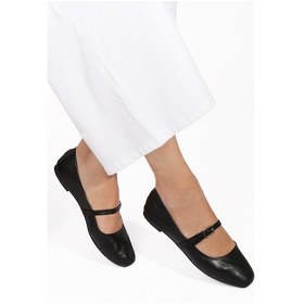 Resim Siyah Deri Kemer Detaylı Kadın Babet Siyah 