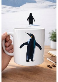 Resim Nihilist Penguen Tasarımlı Porselen Kupa Model 159 Sürüden Ayrılanlara Özel Minimalist Kahve Kupası Özgün Tasarım Hediyelik Kupa Renkli 