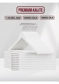 Resim Beyaz Ahşap Elbise Pantolon Askısı 10 Adet Beyaz 