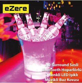 Resim EZERE Hoparlör Buz kovası, 5l Bluetooth Hoparlör Ile Renkli Buz kovası Led 