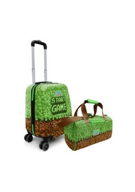 Resim Coral High Erkek Çocuk Yeşil Kahverengi Craft Desenli Çocuk Valizi Ve Seyahat/spor Çantası Seti Çok Renkli 