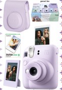 Resim Fujifilm Instax mini 12 Lila Fotoğraf Makinesi-10'lu Film-Çerçeve ve Deri Kılıf Seti 