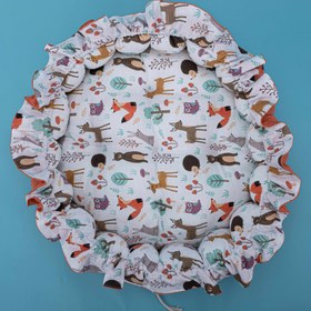 Resim Yuvarlak Babynest - Çift Taraflı - Turuncu Petek - Orman 