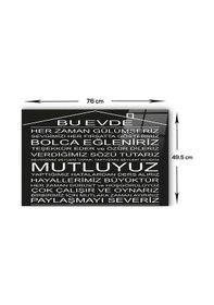 Resim Decorita Cam Ocak Arkası Koruyucu |Bu Ev-Siyah Fon| 49,5cm x 76cm 