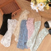 Resim 3/6 Çift Kadınlar İçin Kawaii Nefes Alabilen Dantel Balık Ağı Çorap - Çiçek Deseni, Yumuşak Mesh, Makinede Yıkanabilir, Polyester, Günlük Giyim için Mükemmel | Eğlenceli Çoraplar | Dokulu 