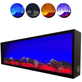 Resim Arif Şömine Dekoratif Elektrikli Yapay Şömine - 90x30x15 Cm - Farklı Renk Modları, Kumandalı, Bluetooth 