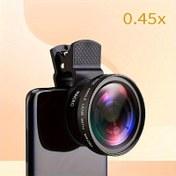 Resim 1 adet 0.45x 2-in-1 Süper Geniş Açılı Mikro Lens, Güçlü Optik Yakınlaştırma Mini Telefon Lensi, Hafif ve Dayanıklı, Depolama Çantası ile, 3/4" Lens Montajı için 