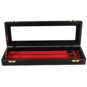 Resim Siyah Renk Cam Kapaklı İçi Kırmızı Astarlı 3'lü Deri Tesbih Kutus 