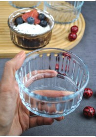 Resim 4 Adet Cam Sufle Kabı Borline Kek Tatlı Sufle Kahvaltılık Kase 10x5 Cm Borline Şeffaf 