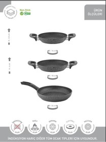 Resim Hascevher Verona Granit 3 Parça Sahan - Tava Seti 16/18cmsahan/24cmtava Gri 