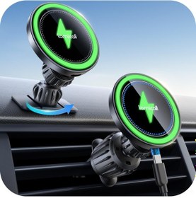 Resim Yunboo 15w Hızlı Kablosuz Araç Şarj Aleti - 360 Açı Ayarlı, Çift Montaj Seçeneği Hava Çıkışı/panel , İphone 16 Pro Max Uyumlu Siyah Siyah 