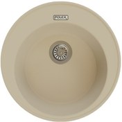 Resim Polex Cristalüx Granit Evye P-06 Bej Tezgah Altı Ve Tezgah Üstü Oval Mutfak Evyesi 51.5x51.5 CM 