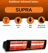 Resim GOLDSUN Supra 4000 Watt GSS40 Kumandasız Suya Dayanıklı Elektrikli İnfrared Isıtıcı-Siyah 