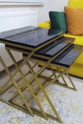 Resim Mobievim Venedik Gold Metal Ayaklı,Mermer Desenli Mdf'li Zigon Sehpa 