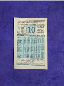 Resim 10 Temmuz 2002 Takvim Yaprağı - Nostalji Koleksiyonluk Takvim Yaprağı 
