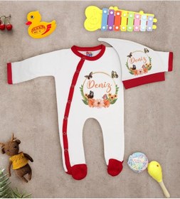 Resim Bk Kids Kişiye Özel Bebek Kıyafeti, Bebek Giyim Hediyesi, Tulum Zıbın Ve Kukuletalı Şapka Seti-16 Çok Renkli 
