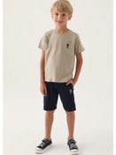 Resim U.s. Polo Assn Lisanslı Printed Açık Haki Erkek Çocuk Bermuda Takım 5274-43174 Açık Haki 