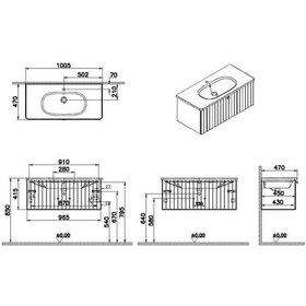 Resim VitrA Root Groove 100 Cm Beyaz Çekmeceli Banyo Dolabı Alt Modül L Çok Renkli 