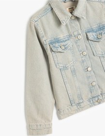 Resim Koton Pamuklu Uzun Kollu Cep Detaylı Denim Ceket Lıght Indıgo 5skg20022ad Açık Mavi 