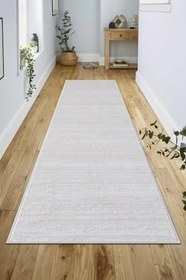 Resim Pamuk Tabanlı Modern Tasarımlı Sisal Çizgiili Krem Renk Halı 