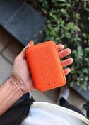 Resim Crew Leather Hakiki Deri Cüzdan - Mini Fermuarlı / Turuncu 