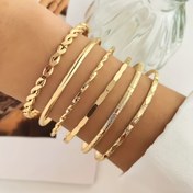 Resim 6 Adet Kadınlar İçin Zarif Rombo Twist Parlak Yığın Bileklik Vintage Şık Stil Günlük Parti Giyimi 