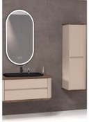 Resim Pier 100 Cm Siyah Lavabolu Banyo Dolabi - Vizon / Kayin (Boy Dolap Dahil) Çok Renkli 